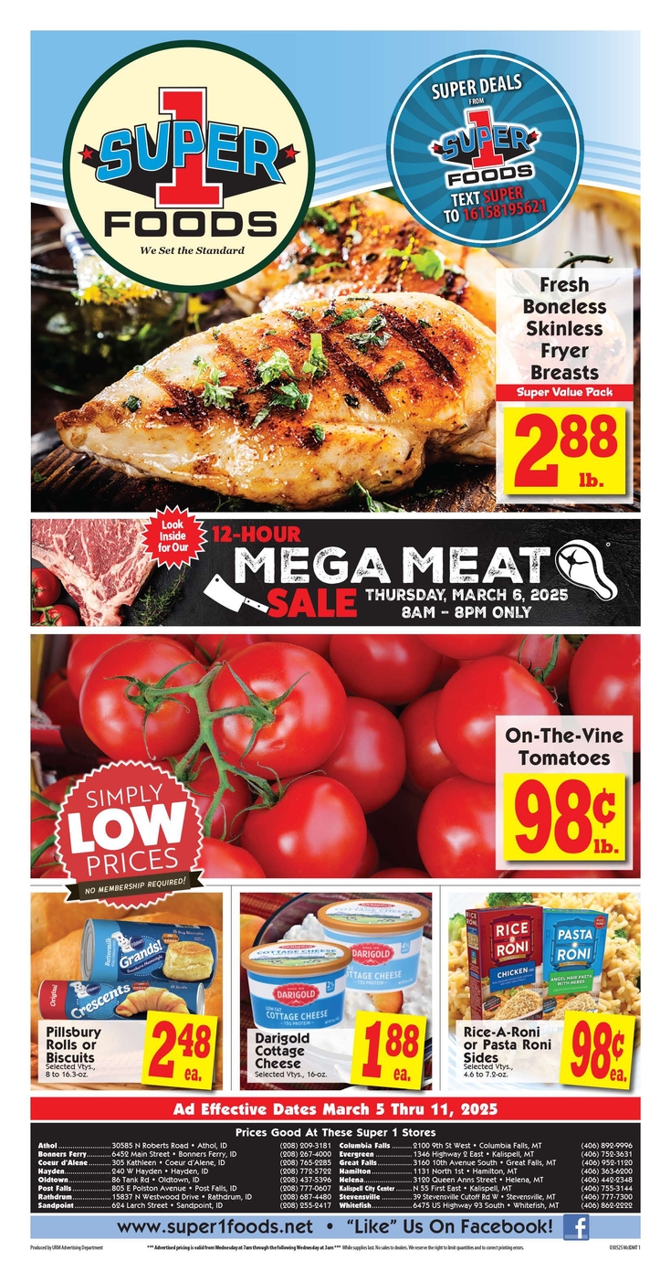 Print weekly specials super 1 foods athol 30585 n roberts road